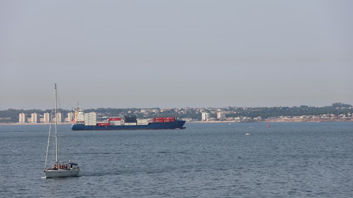 A scenic view of boats and shipping activity in the Bay of Cádiz, Spain.
